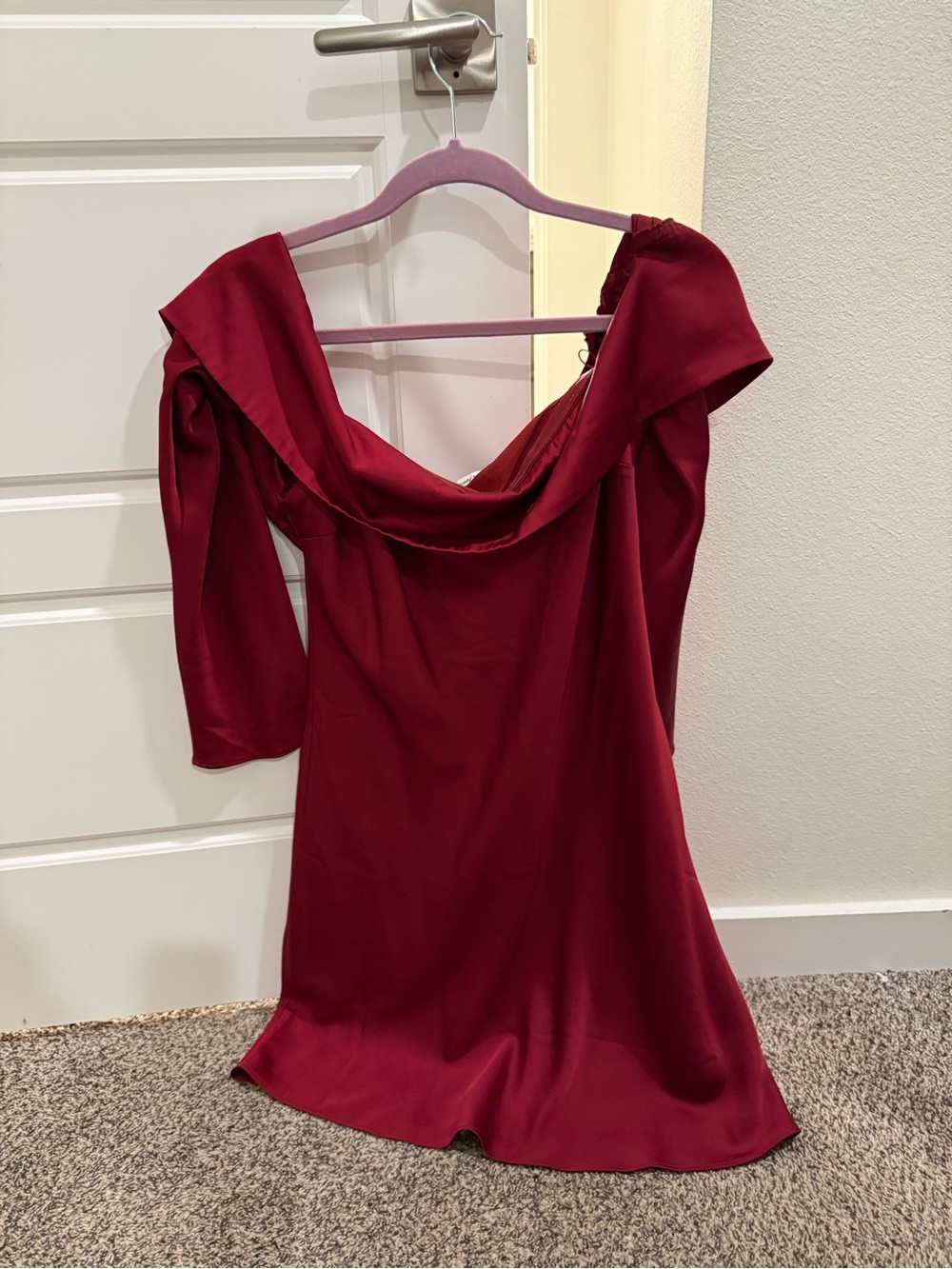 Abercrombie & Fitch Red Burgundy Off-Shoulder Mini Dress